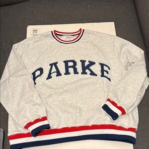 Parke Gray Sweater with Red and Blue Accents